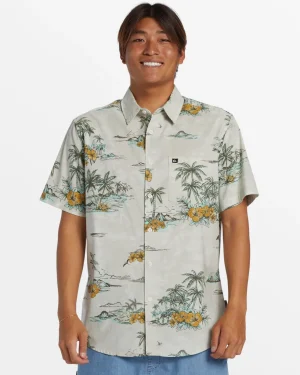 Quiksilver Shirts & Polos>Apero Classic Short Sleeve Shirt - SILVERBIRCHAPEROCLASSS