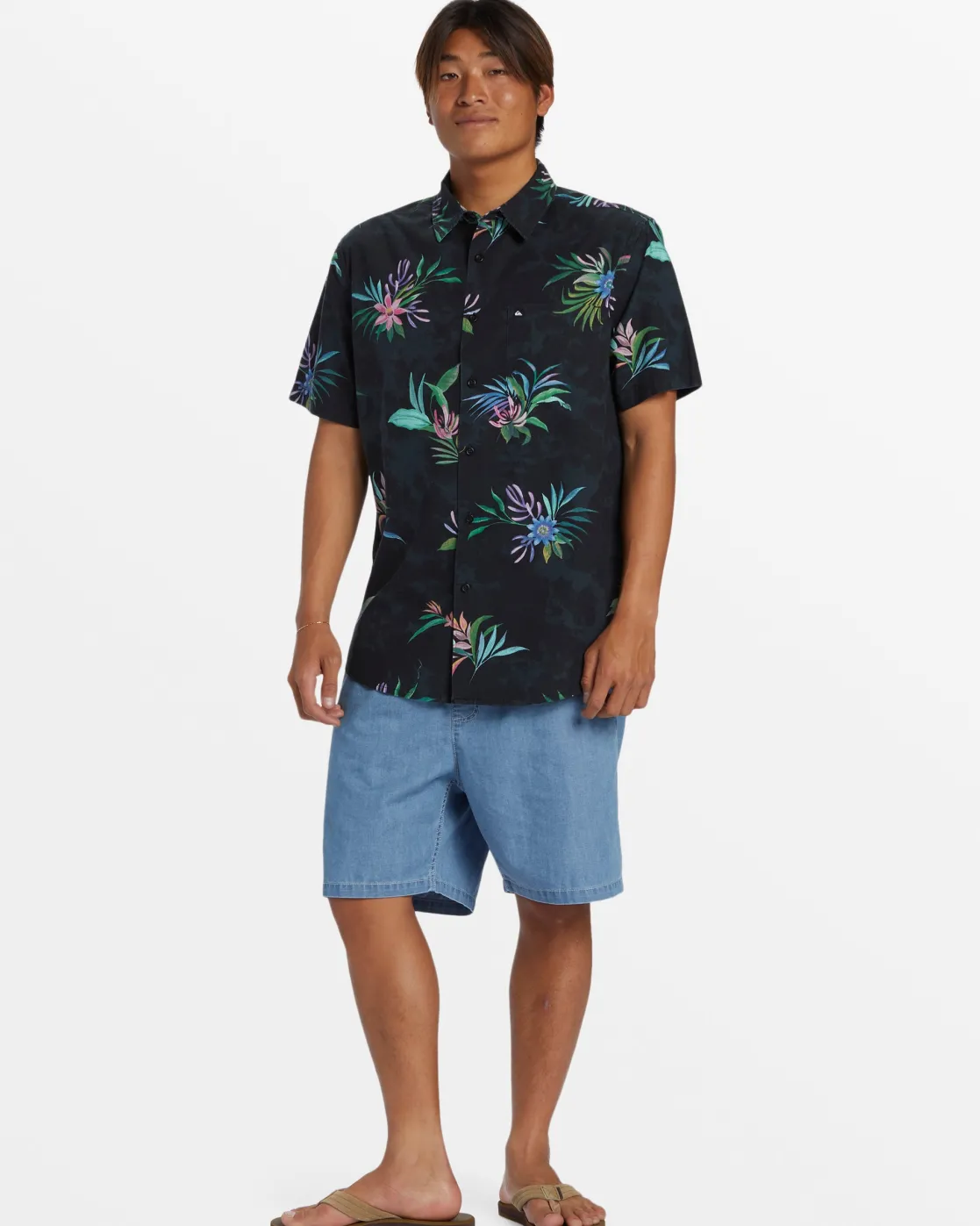 Quiksilver Shirts & Polos>Apero Classic Short Sleeve Shirt - BLACKAPEROCLASSICSSSWOVEN