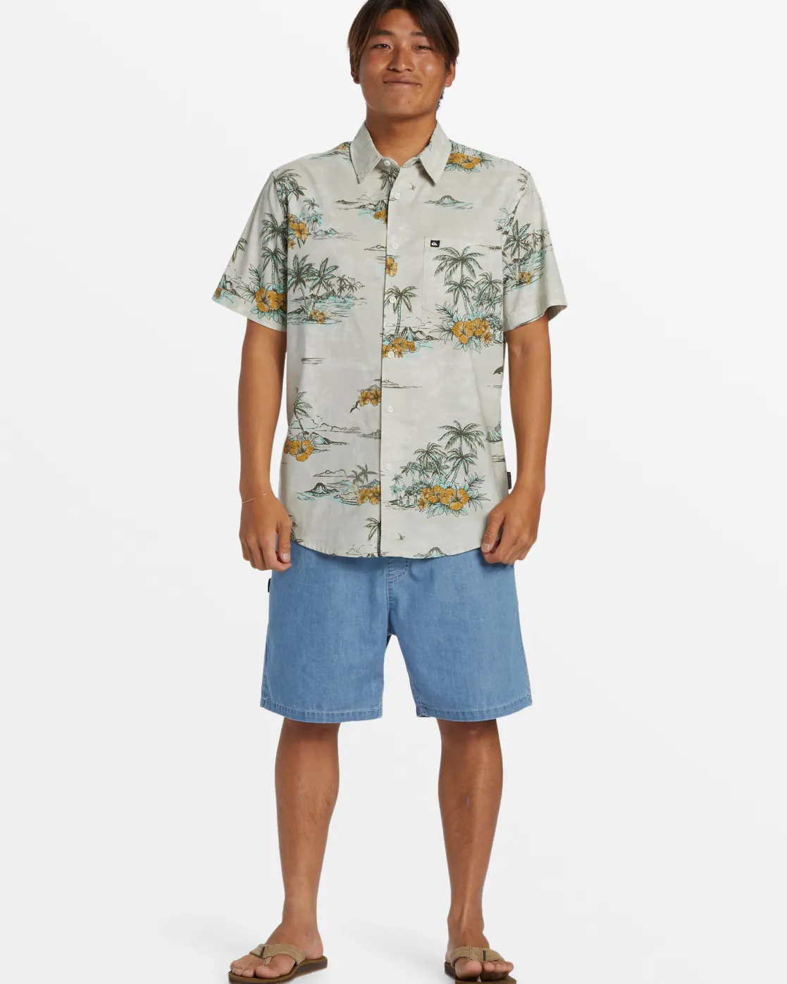 Quiksilver Shirts & Polos>Apero Classic Short Sleeve Shirt - SILVERBIRCHAPEROCLASSS