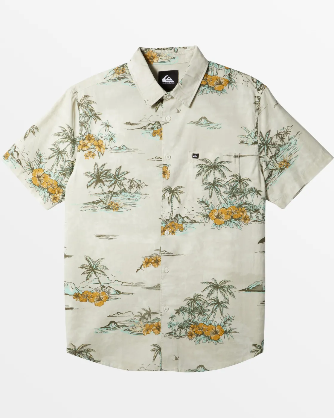 Quiksilver Shirts & Polos>Apero Classic Short Sleeve Shirt - SILVERBIRCHAPEROCLASSS
