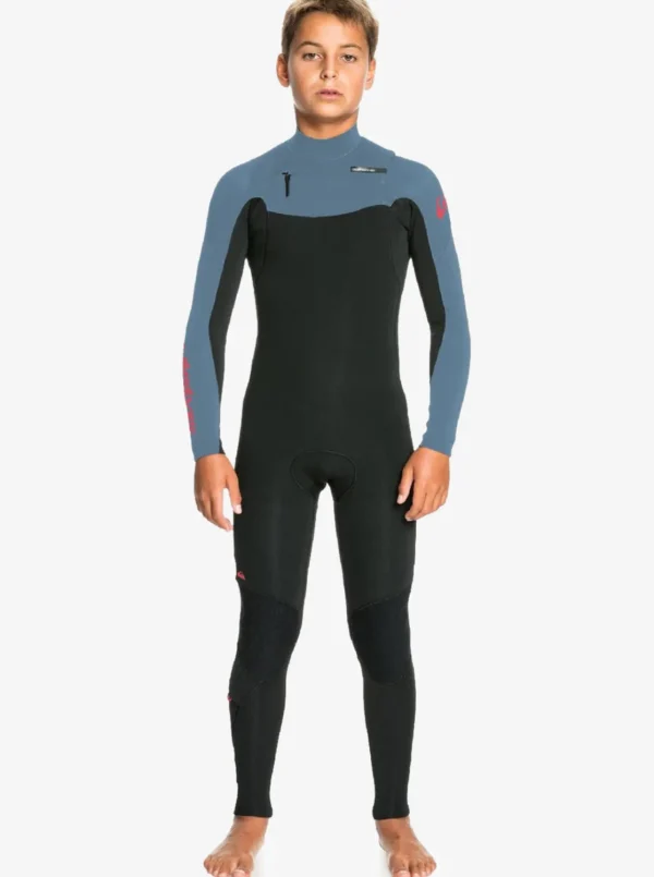Quiksilver Wetsuits>Boys 8-16 4/3 Everyday Sessions Back-Zip Wetsuit BLACK/PROVINCIALBLUE