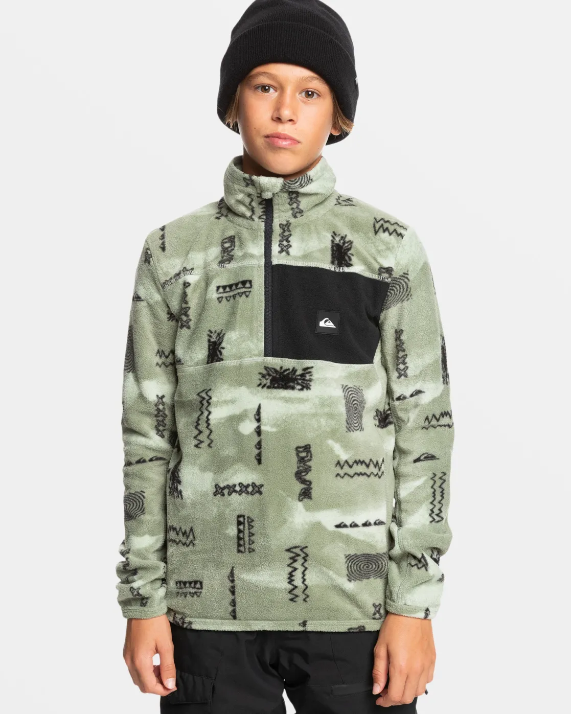 Quiksilver Snow Jackets>Boys 8-16 Aker Half-Zip Sweatshirt SHADOWCHECKSDESERTSAGE