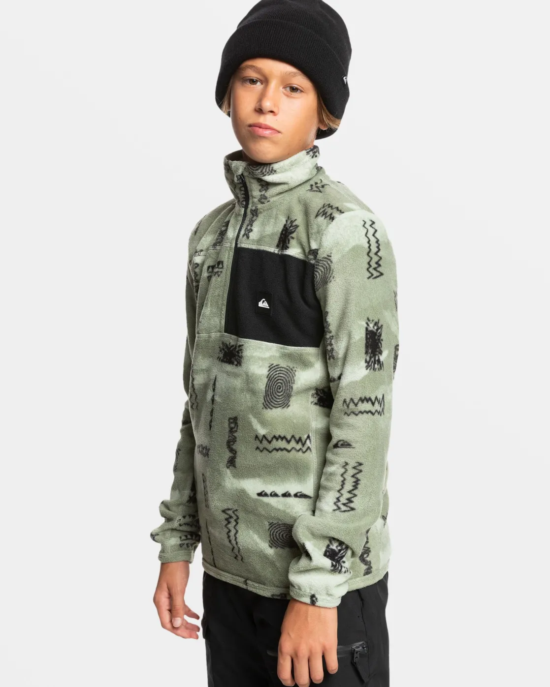 Quiksilver Snow Jackets>Boys 8-16 Aker Half-Zip Sweatshirt SHADOWCHECKSDESERTSAGE