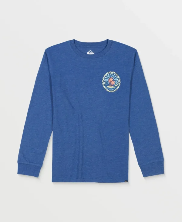 Quiksilver Tees | Boys Gifts>Boys 2-7 Check Island Long Sleeve T-Shirt MonacoBlueHeather