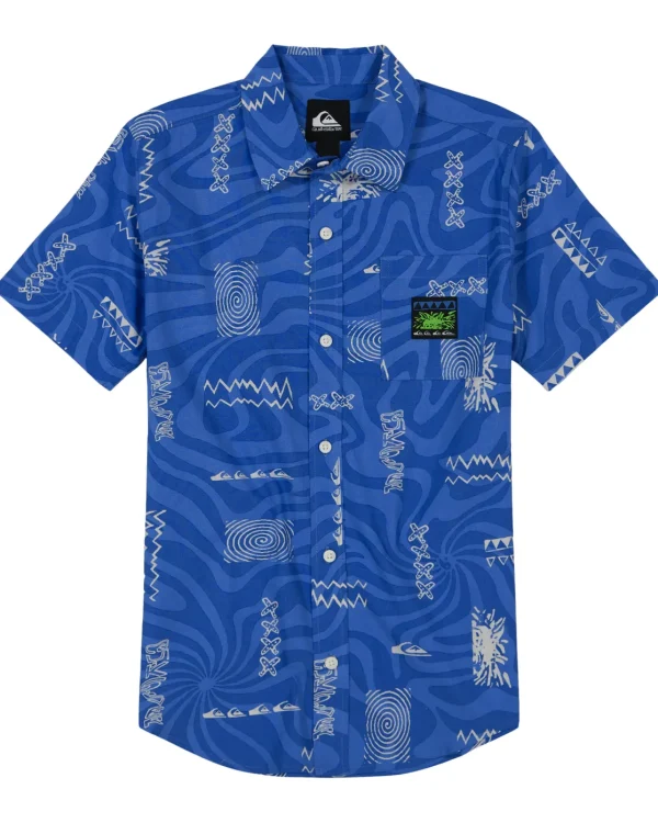 Quiksilver Shirts & Polos>Boys 8-16 Classics Short Sleeve Shirt NebulasBlue