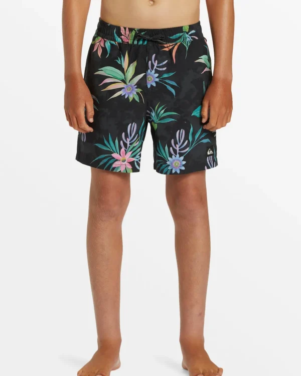 Quiksilver Boardshorts>Boys 8-16 Everyday Mix 14" Swim Trunks - BLACK