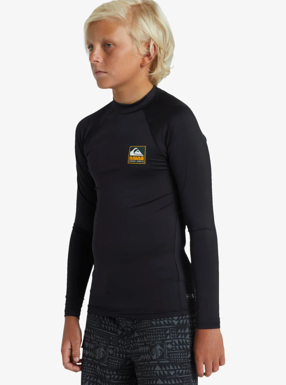Quiksilver Rashguards>Boys 8-16 Hawaii Badge UPF50 Long Sleeve Rashguard - BLACK