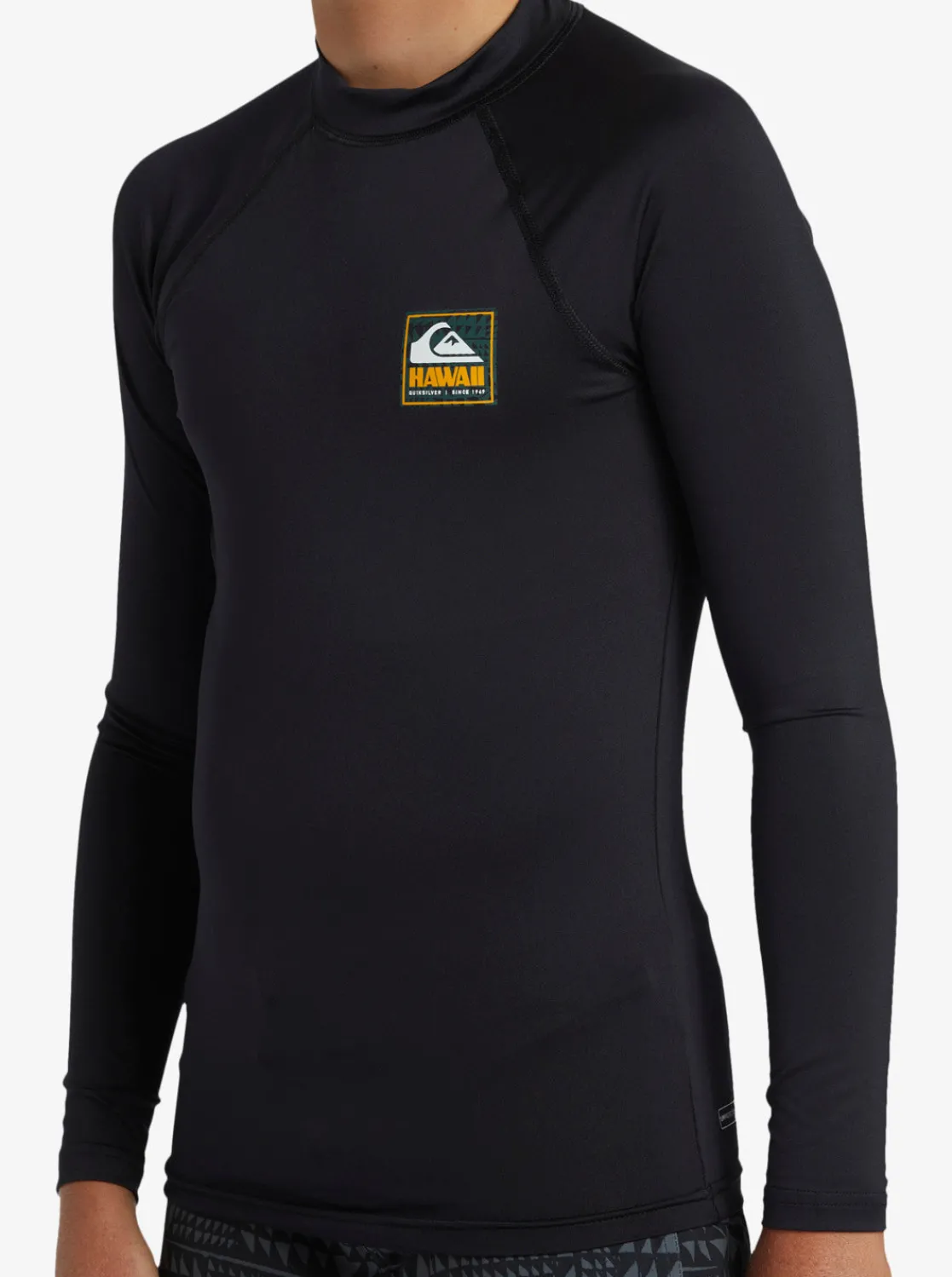 Quiksilver Rashguards>Boys 8-16 Hawaii Badge UPF50 Long Sleeve Rashguard - BLACK