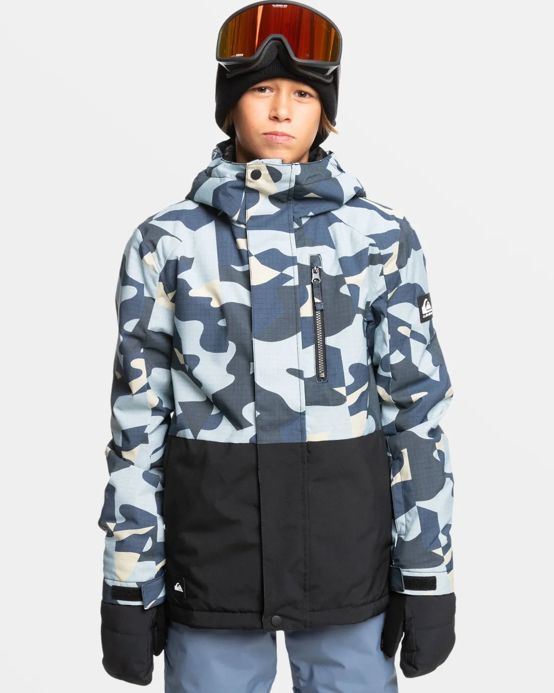 Quiksilver Snow Jackets>Boys 8-16 Mission Snow Jacket PUZZLECAMOICEFLOW