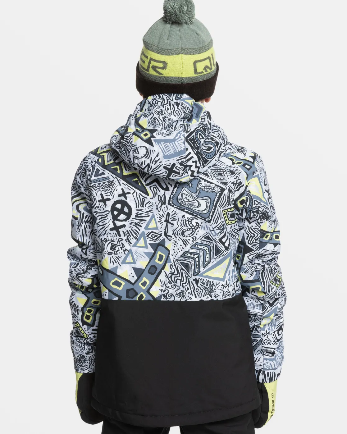 Quiksilver Snow Jackets>Boys 8-16 Mission Snow Jacket HERITAGESCRIBBLEBLACK