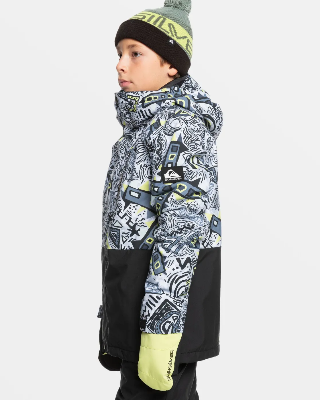 Quiksilver Snow Jackets>Boys 8-16 Mission Snow Jacket HERITAGESCRIBBLEBLACK