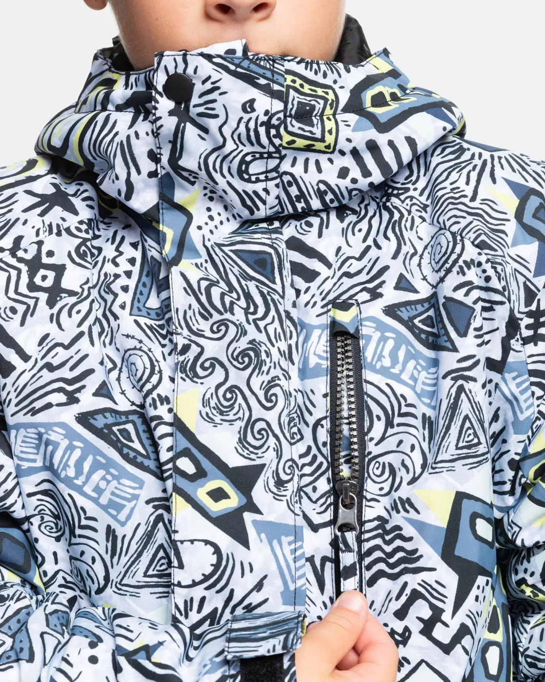 Quiksilver Snow Jackets>Boys 8-16 Mission Snow Jacket HERITAGESCRIBBLEBLACK