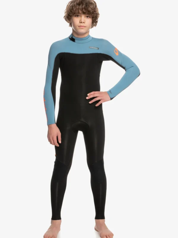 Quiksilver Wetsuits>Boys 8-16 3/2mm Everyday Sessions Back Zip Wetsuit BLACK/PROVINCIALBLUE