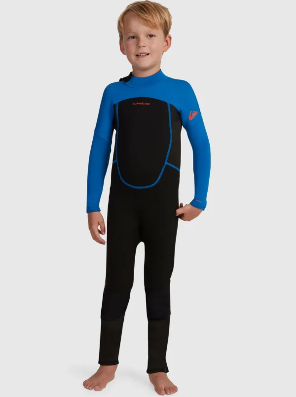 Quiksilver Wetsuits>Boys 2-7 3/2mm Prologue Back Zip Wetsuit BLACK/SQUALEBLUE