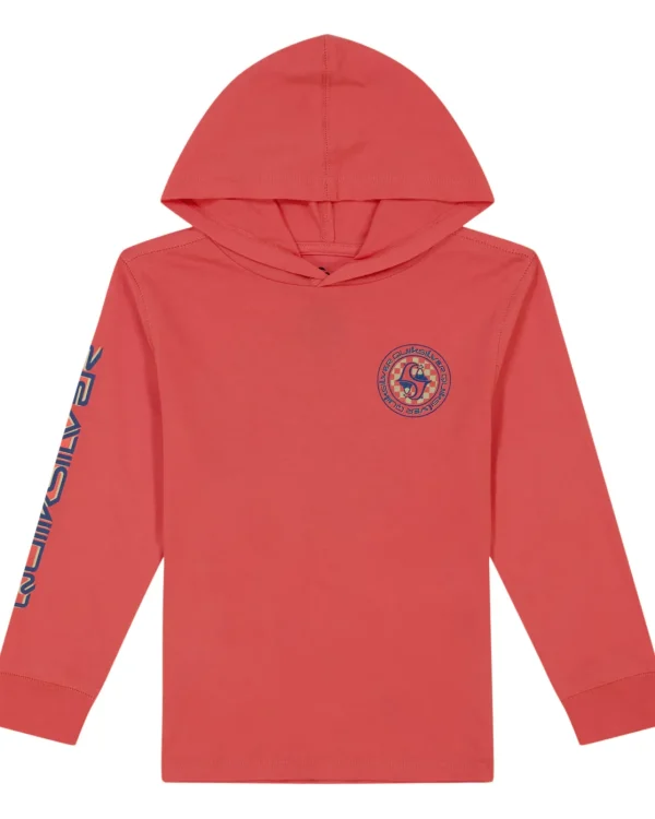 Quiksilver Tees | Boys Gifts>Boys 2-7 Round About Hooded Long Sleeve T-Shirt SpicedCoral