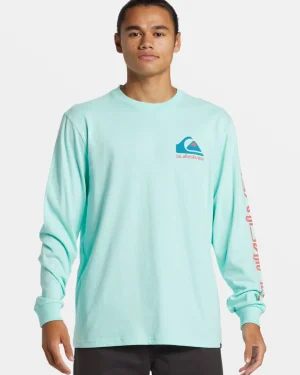Quiksilver Tees>Comp Logo Long Sleeve T-Shirt BEACHGLASS
