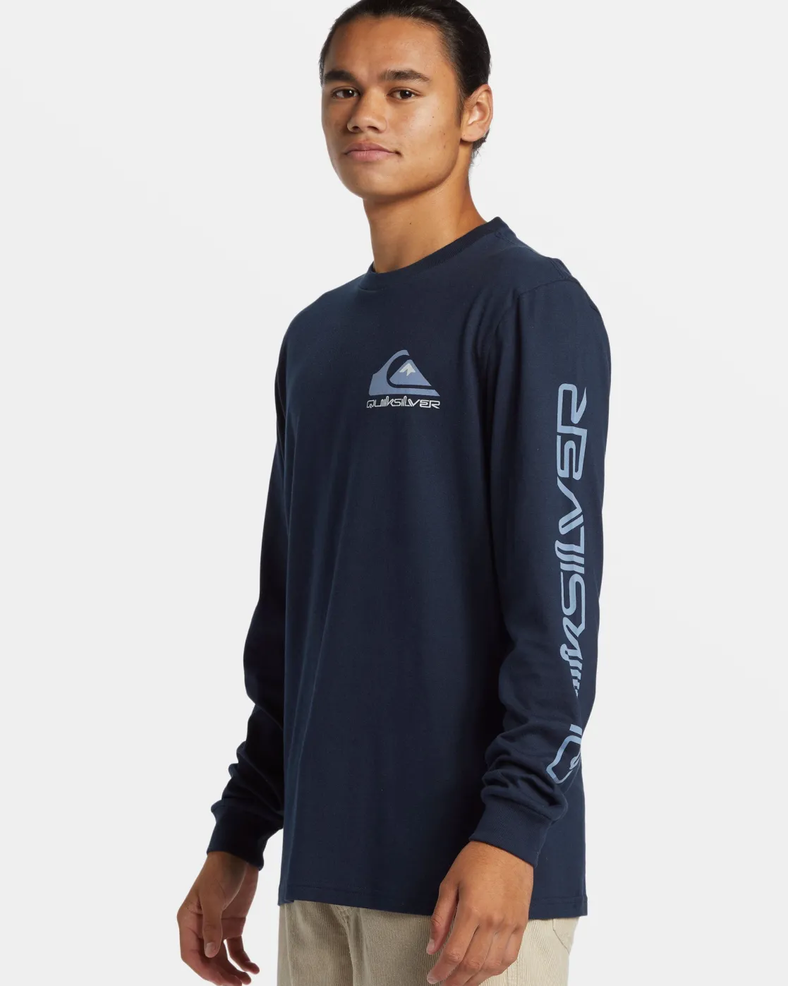 Quiksilver Tees>Comp Logo Long Sleeve T-Shirt DARKNAVY