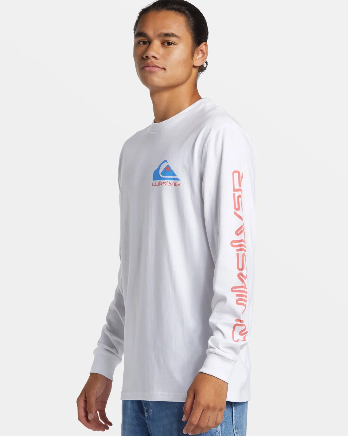 Quiksilver Tees>Comp Logo Long Sleeve T-Shirt WHITE