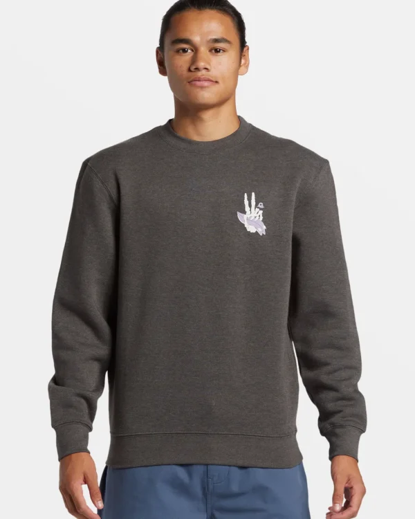Quiksilver Sweatshirts & Hoodies>E Peace Out Crew Neck Sweatshirt CHARCOALHEATHER