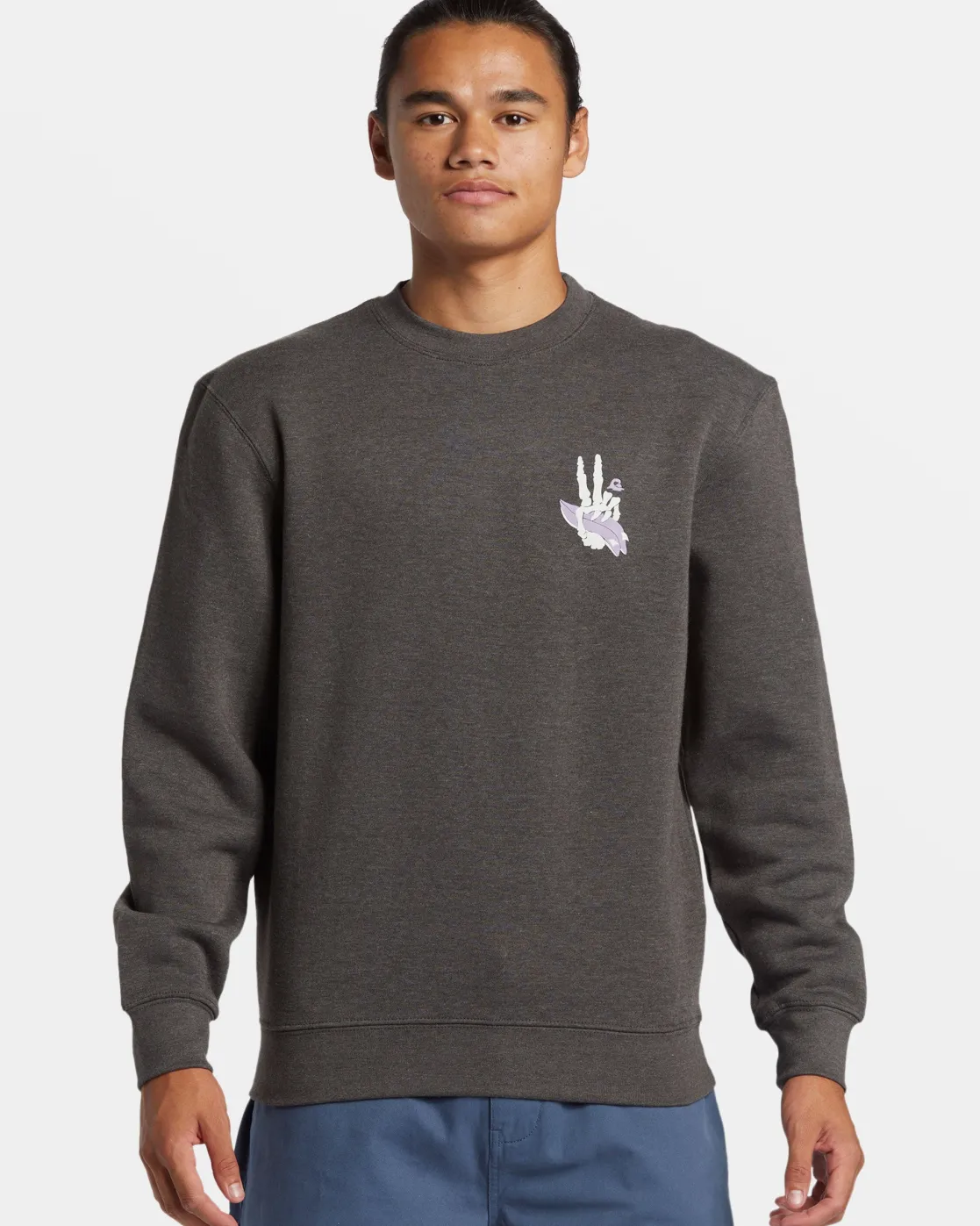 Quiksilver Sweatshirts & Hoodies>E Peace Out Crew Neck Sweatshirt CHARCOALHEATHER