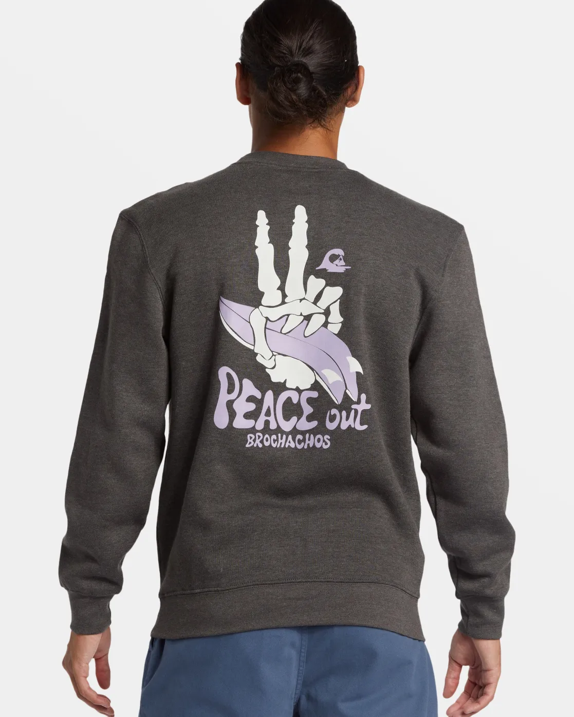Quiksilver Sweatshirts & Hoodies>E Peace Out Crew Neck Sweatshirt CHARCOALHEATHER