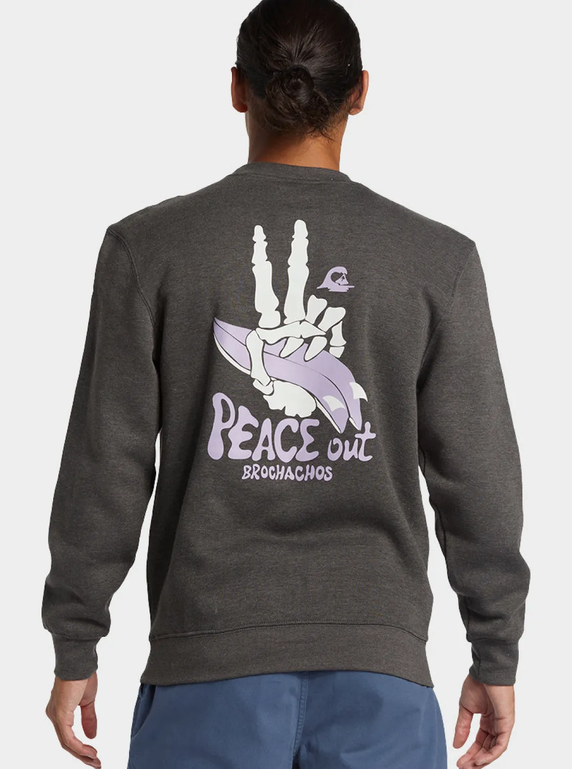 Quiksilver Sweatshirts & Hoodies>E Peace Out Crew Neck Sweatshirt CHARCOALHEATHER