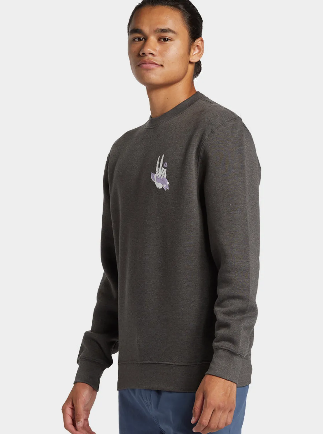 Quiksilver Sweatshirts & Hoodies>E Peace Out Crew Neck Sweatshirt CHARCOALHEATHER