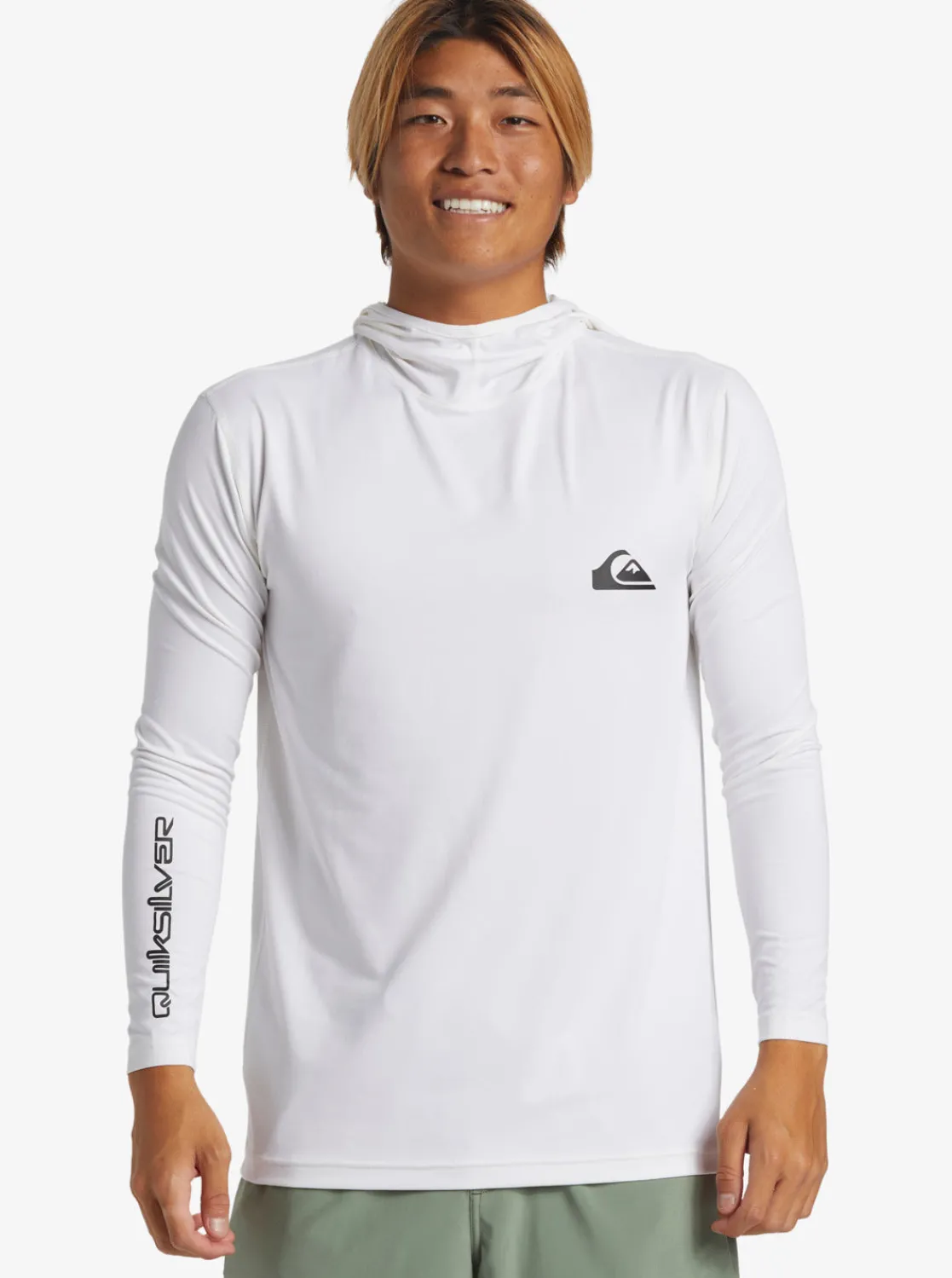 Quiksilver Rashguards>Everyday Hood Hooded Surf Tee WHITE