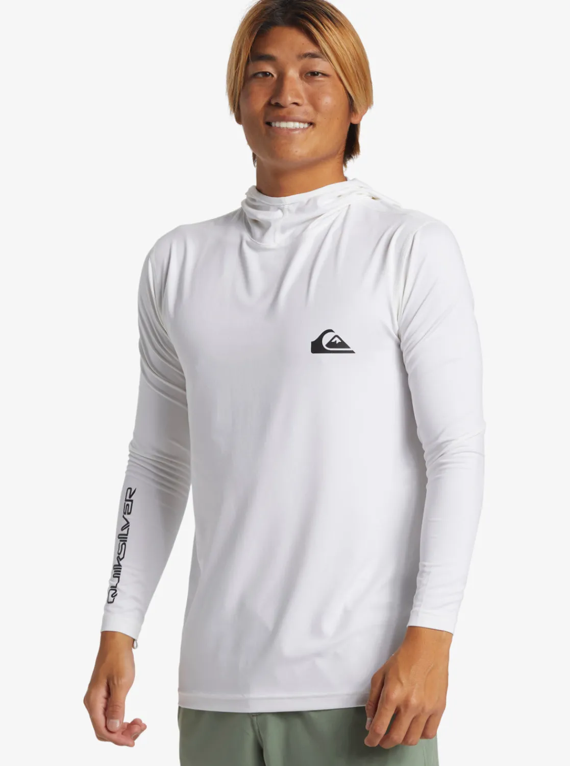 Quiksilver Rashguards>Everyday Hood Hooded Surf Tee WHITE