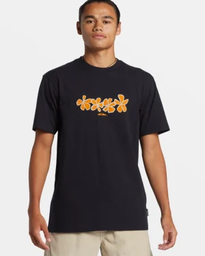 Quiksilver Tees>Four Flowers T-Shirt BLACK