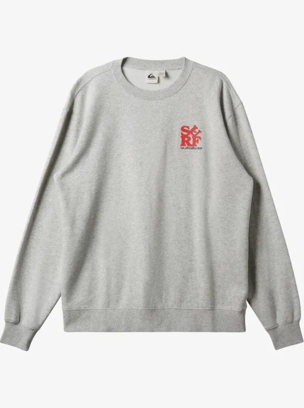 Quiksilver Sweatshirts & Hoodies>Graphic Mix Crew Neck Sweatshirt WHITEMARBLEHEATHER