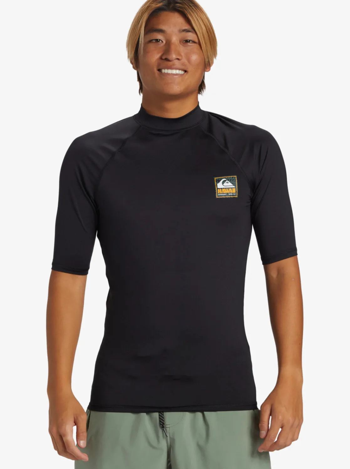 Quiksilver Rashguards>Hawaii Badge UPF50 Short Sleeve Rashguard BLACK