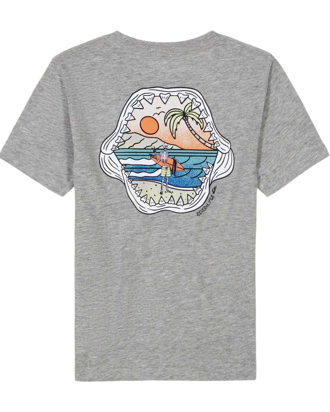 Quiksilver Shirts & Polos>Little Boys Shark Mouth Short Sleeve Shirt GreyHeather