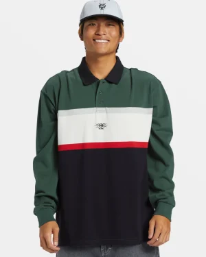 Quiksilver Tees>Mercury Rugby Long Sleeve Polo Shirt FOREST