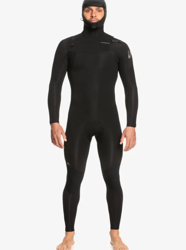 Quiksilver Wetsuits>5/4/3mm Everyday Sessions Hooded Chest Zip Wetsuit BLACK