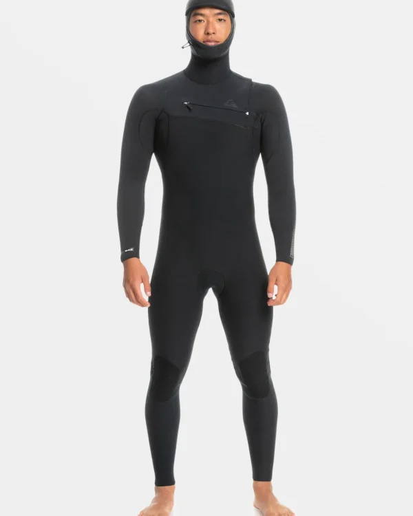 Quiksilver Wetsuits>5/4/3mm Highline Hooded Chest Zip Wetsuit BLACK
