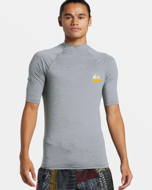 Quiksilver Rashguards>Petroglyph UPF50 Short Sleeve Rashguard QUARRYHEATHER