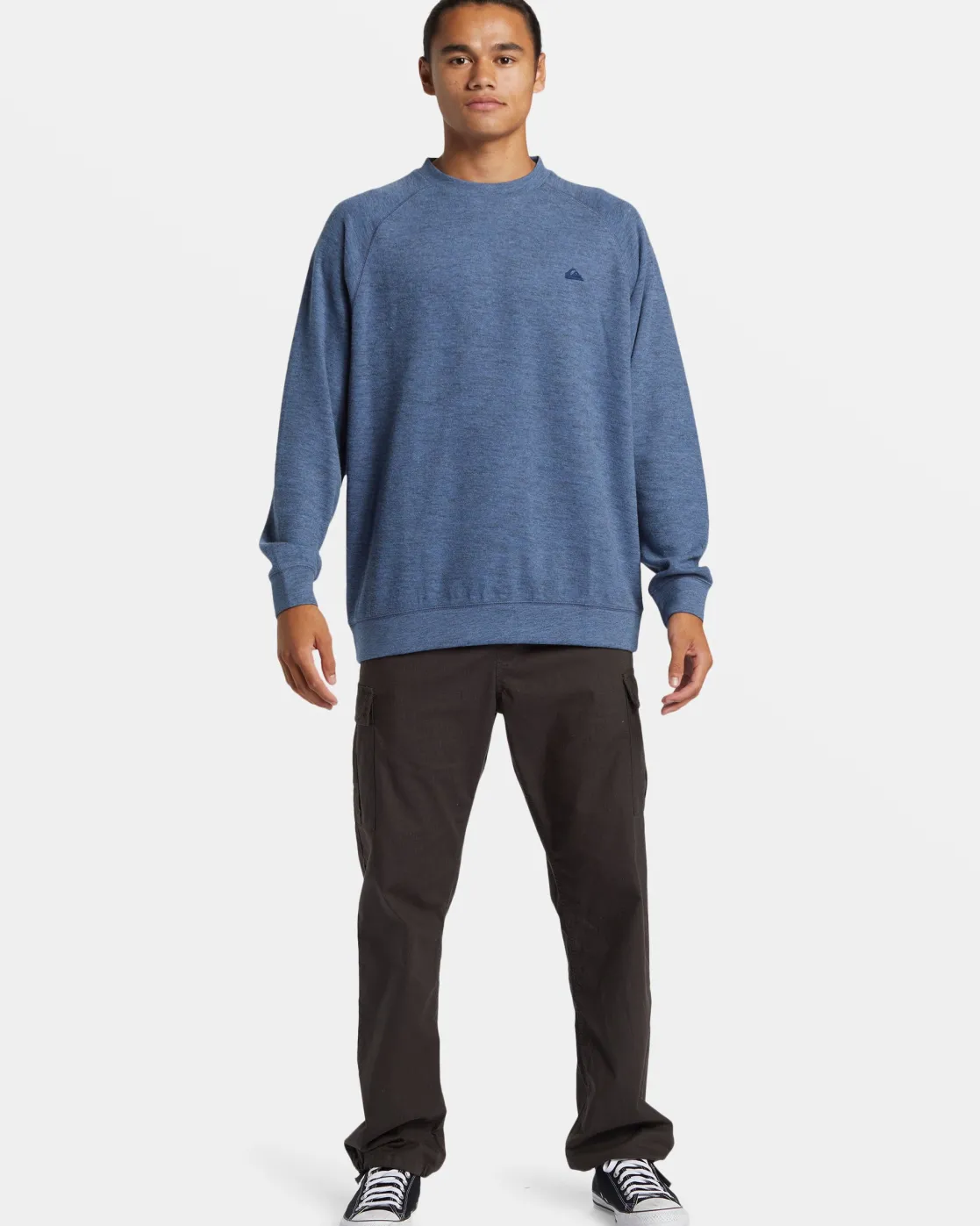 Quiksilver Sweatshirts & Hoodies | Under $100>Raglans Knit Crew Neck Sweatshirt NEBULASBLUEHEATHER