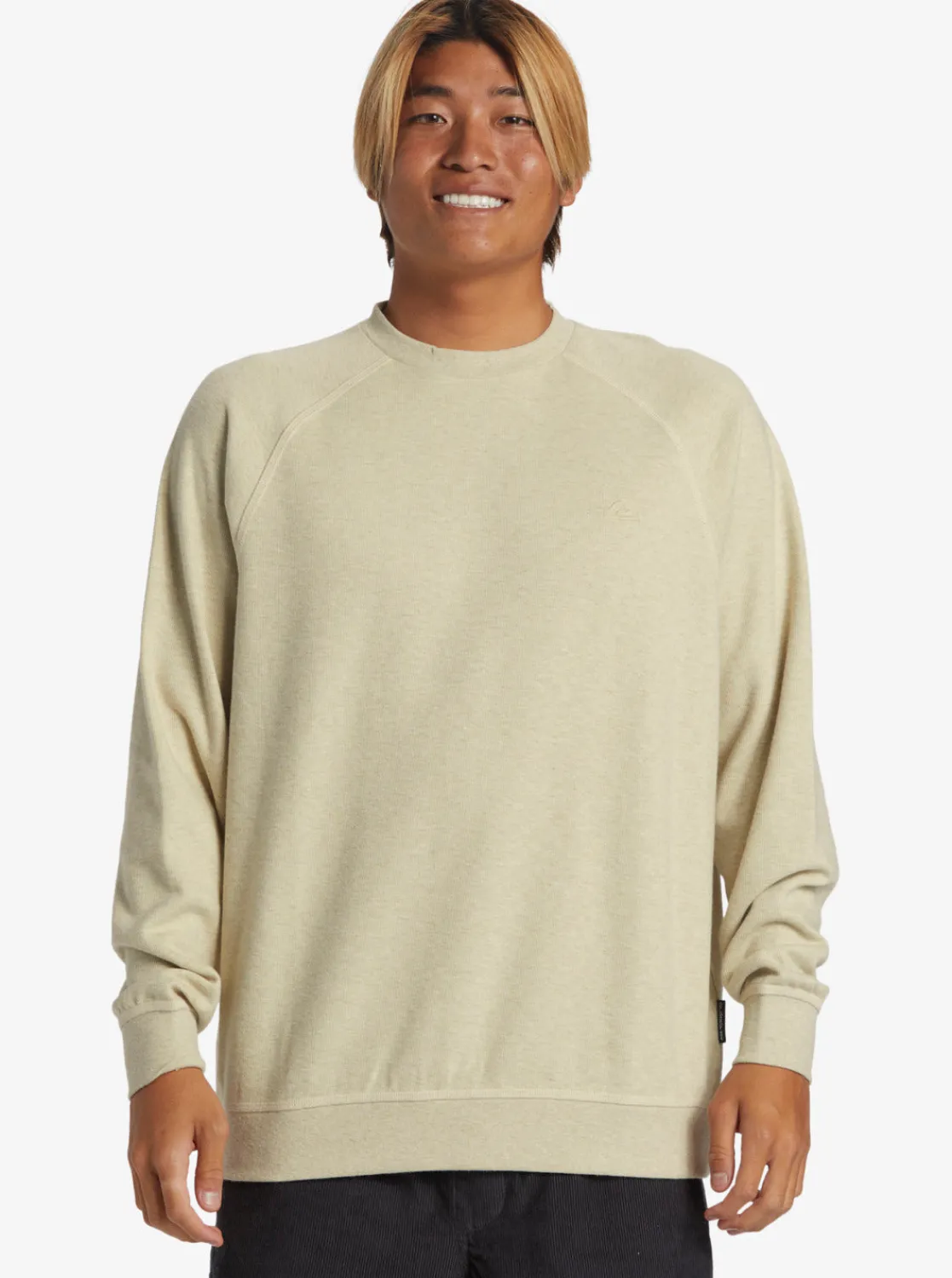 Quiksilver Sweatshirts & Hoodies>Raglans Knit Crew Neck Sweatshirt OYSTERWHITEHEATHER