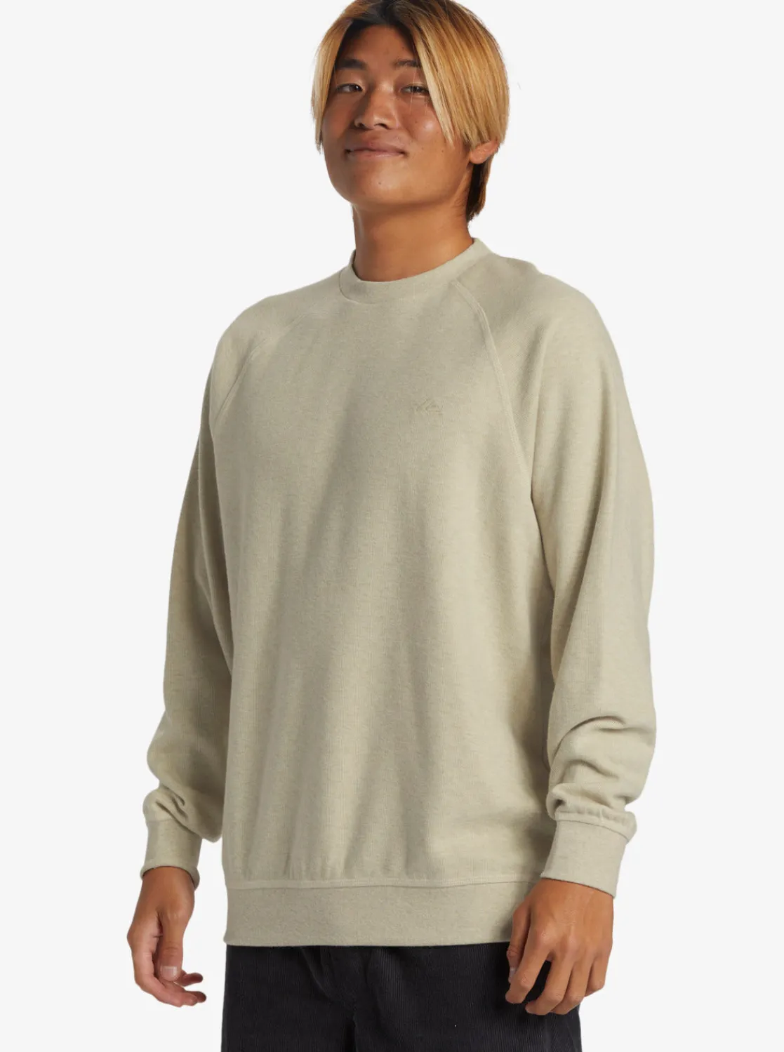 Quiksilver Sweatshirts & Hoodies>Raglans Knit Crew Neck Sweatshirt OYSTERWHITEHEATHER