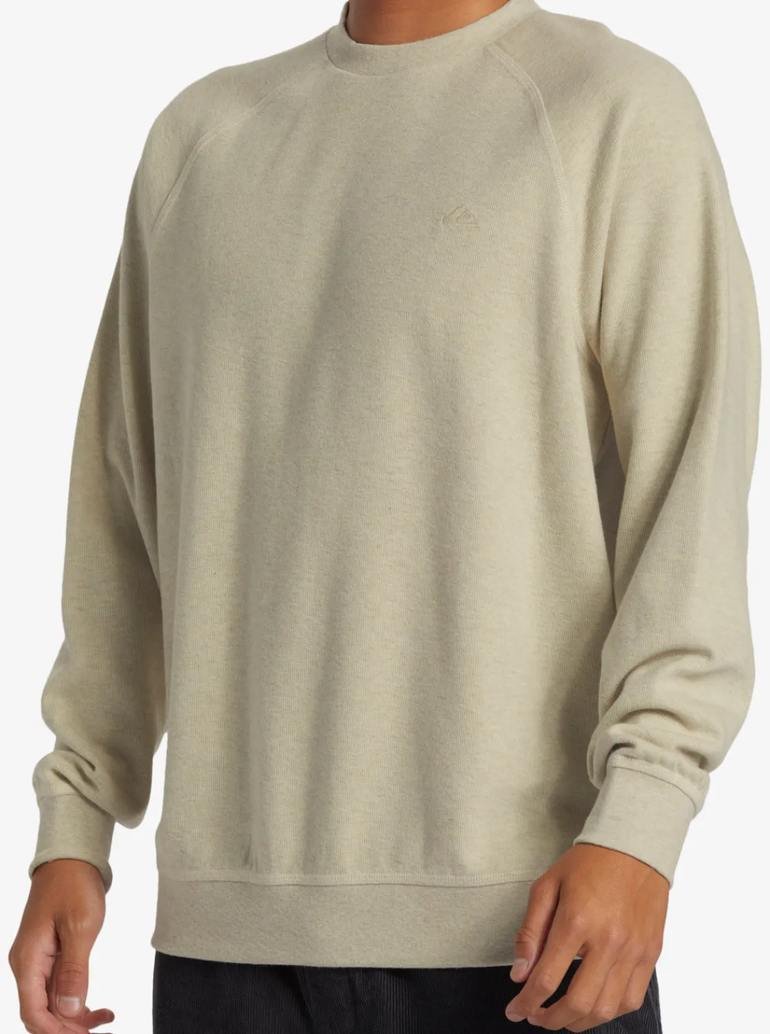 Quiksilver Sweatshirts & Hoodies>Raglans Knit Crew Neck Sweatshirt OYSTERWHITEHEATHER