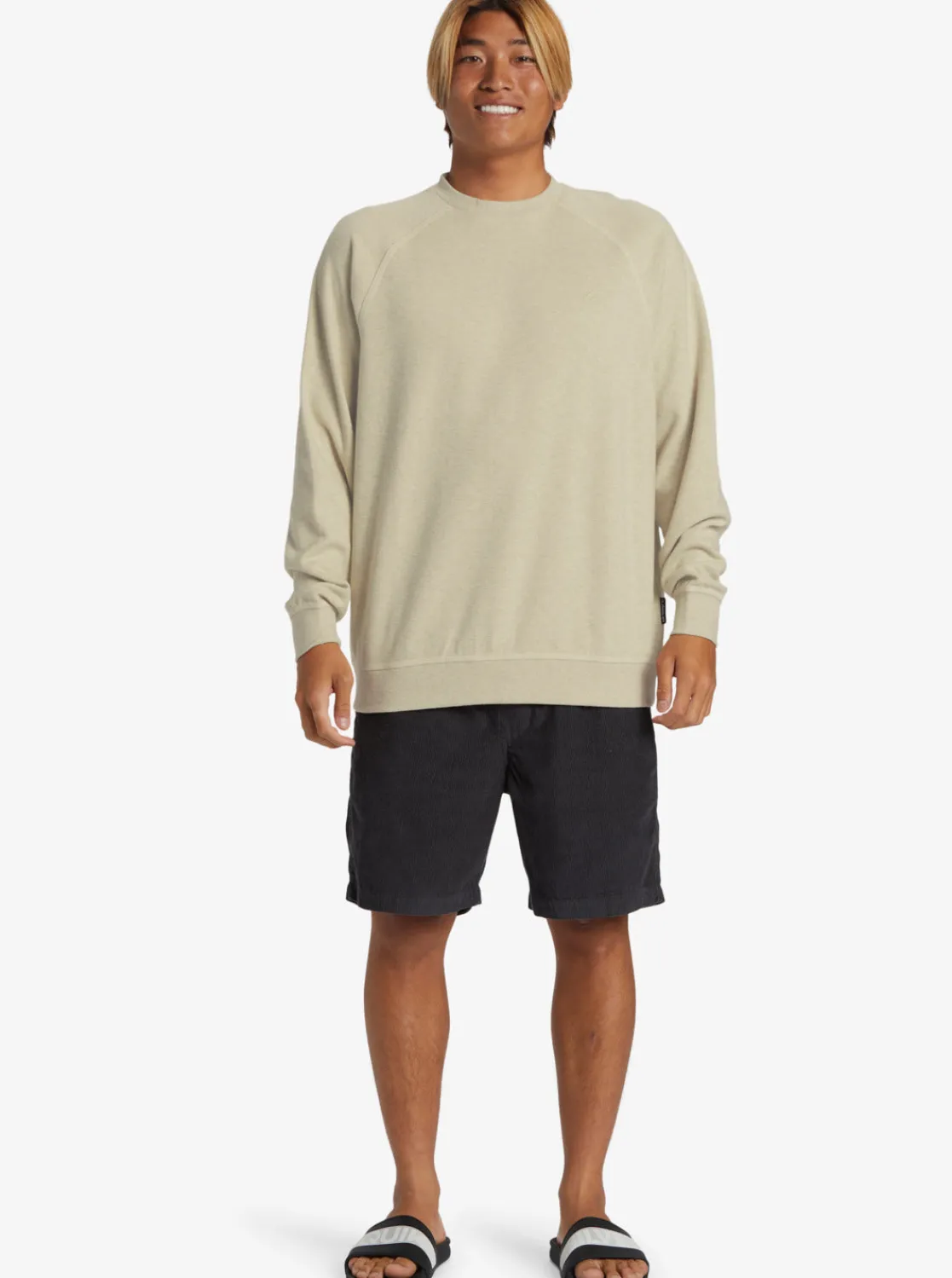 Quiksilver Sweatshirts & Hoodies>Raglans Knit Crew Neck Sweatshirt OYSTERWHITEHEATHER