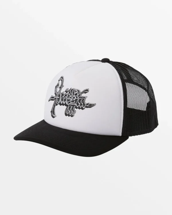 Quiksilver Hats>Rick Griffin Yowza Trucker Hat BLACK