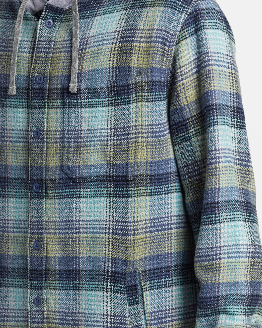 Quiksilver Shirts & Polos | Under $100>Sandbar Long Sleeve Flannel Shirt VINTAGEBLUESANDBARHOODEDFL