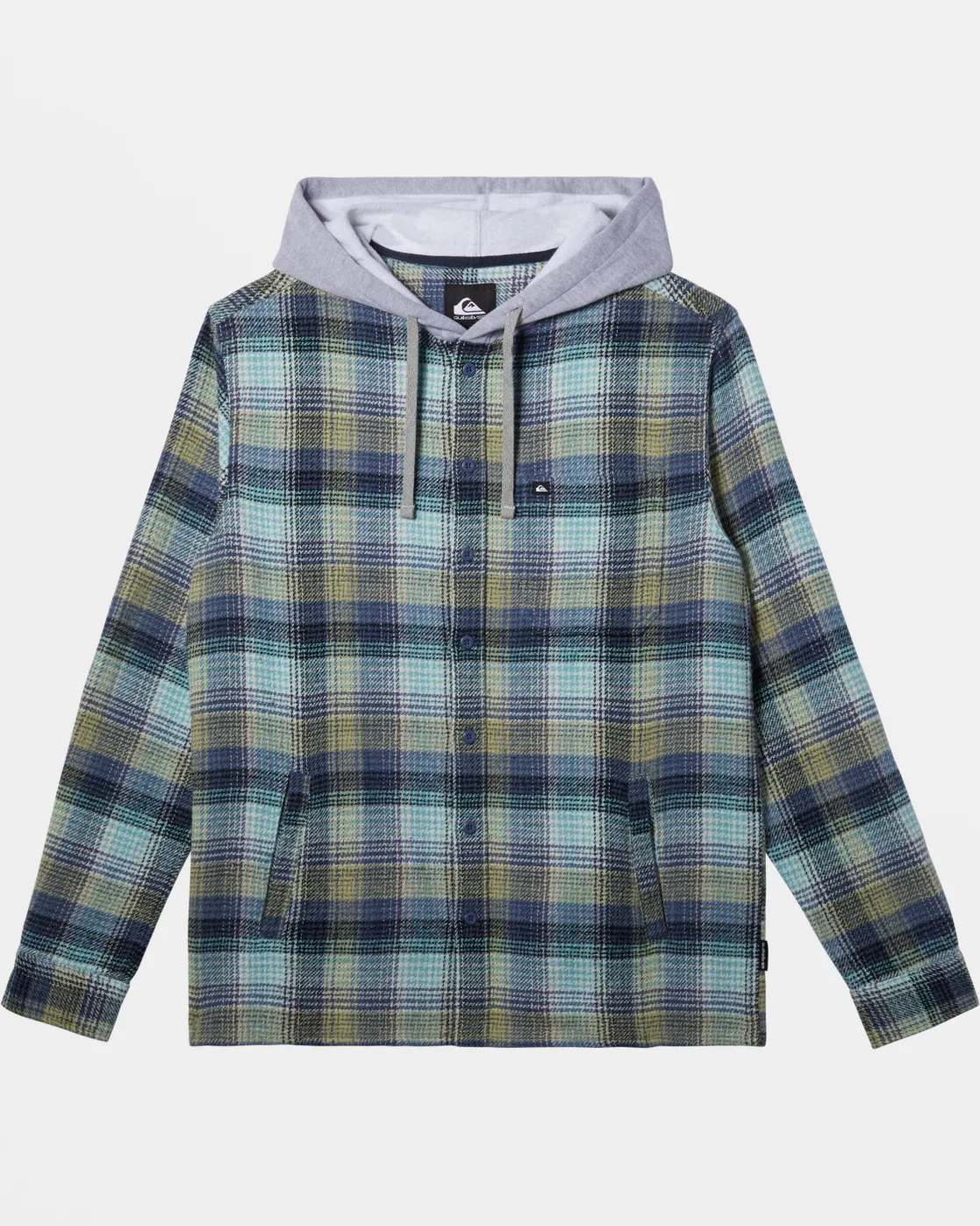 Quiksilver Shirts & Polos | Under $100>Sandbar Long Sleeve Flannel Shirt VINTAGEBLUESANDBARHOODEDFL