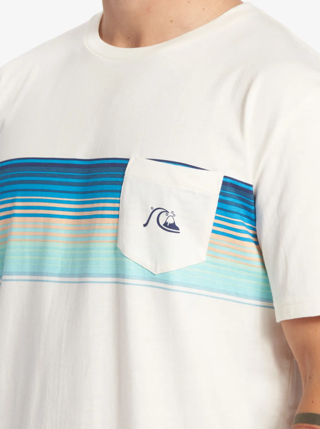 Quiksilver Tees>Swell Vision Stripe Pocket T-Shirt GARDENIA