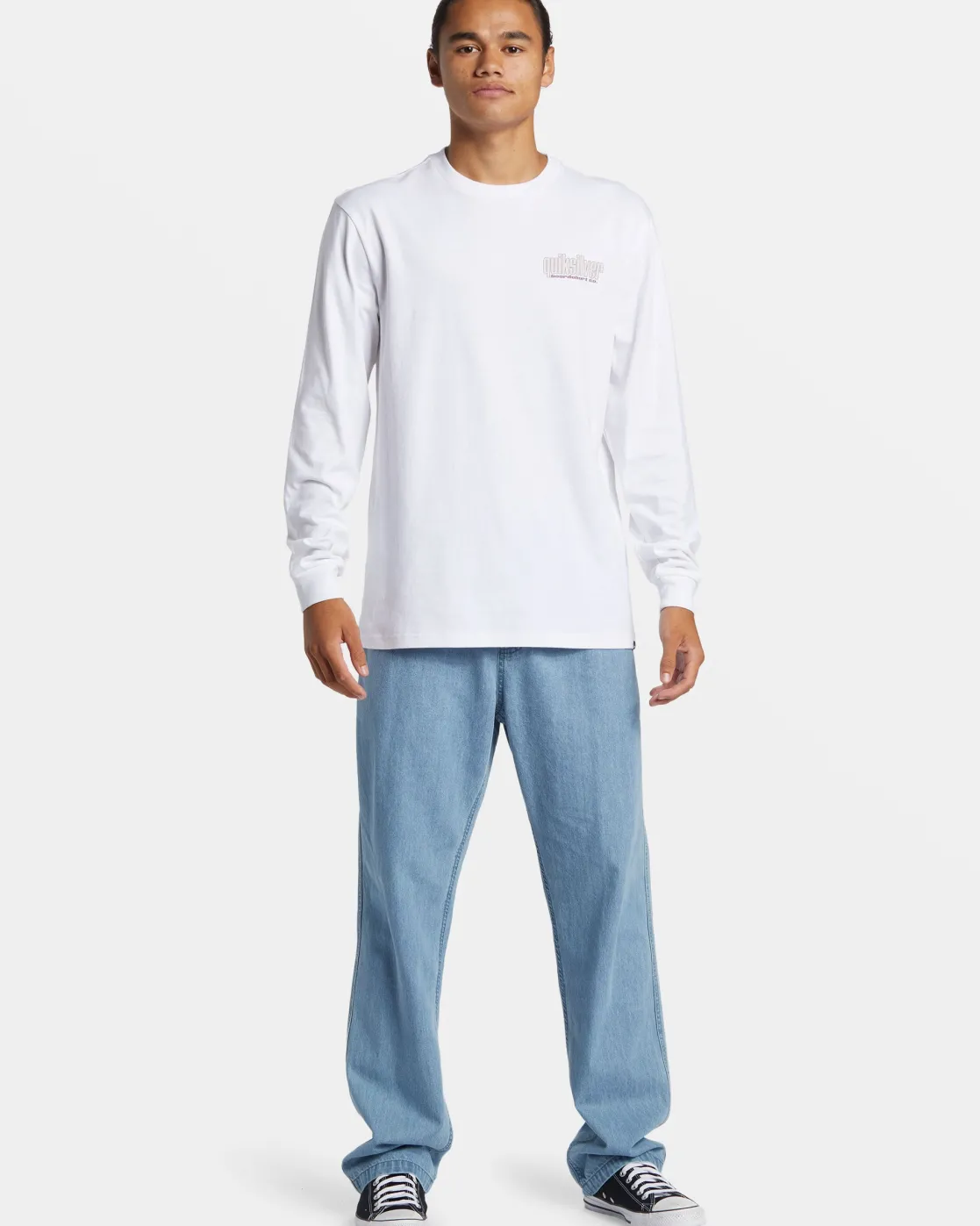 Quiksilver Tees>Three Tree Long Sleeve T-Shirt WHITE