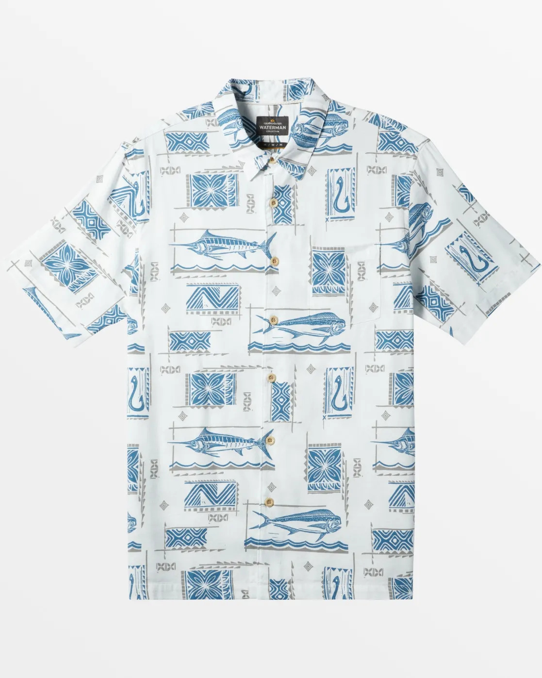 Quiksilver Shirts & Polos>Waterman Big Blue Short Sleeve Shirt WHITEBIGBLUEWOVEN