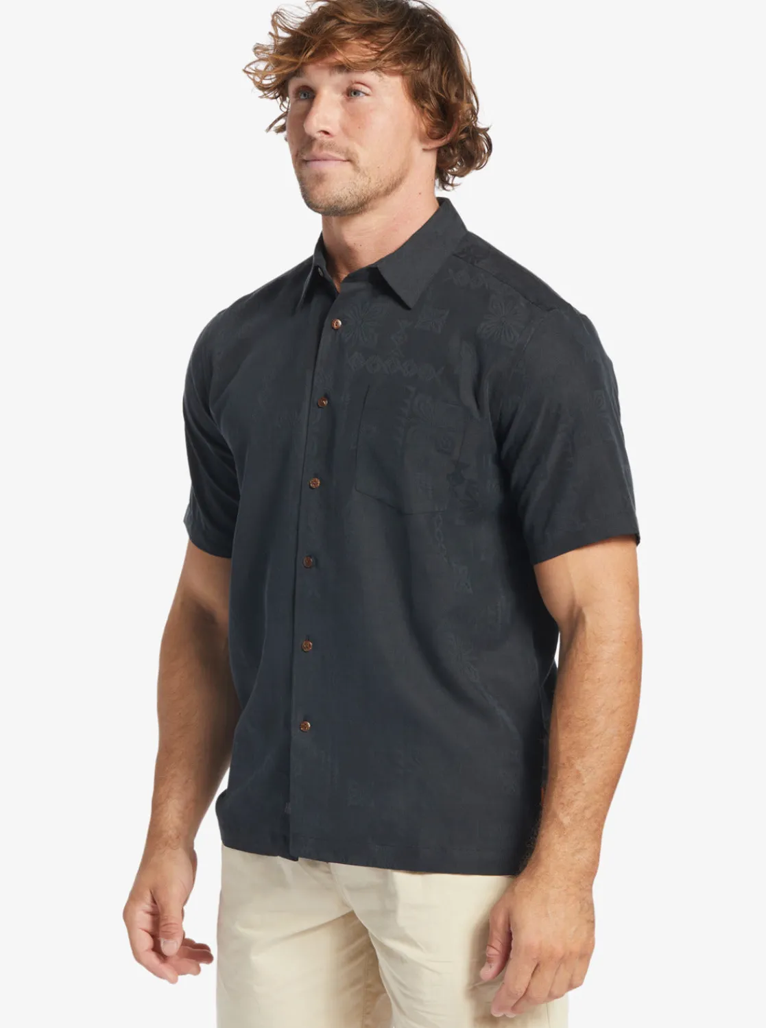 Quiksilver Shirts & Polos | Shirts & Polos>Waterman Manele Bay Short Sleeve Shirt BLACK