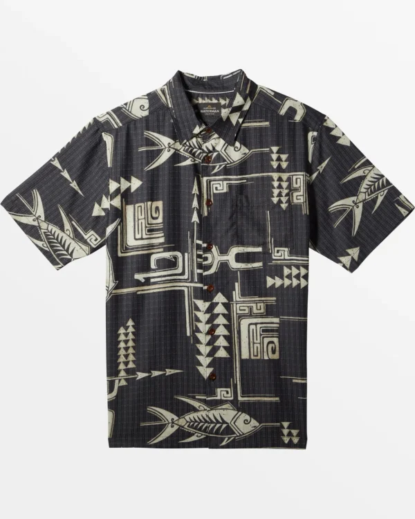Quiksilver Shirts & Polos | Shirts & Polos>Waterman Molokai Short Sleeve Shirt BLACKMOLOKAIWOVEN